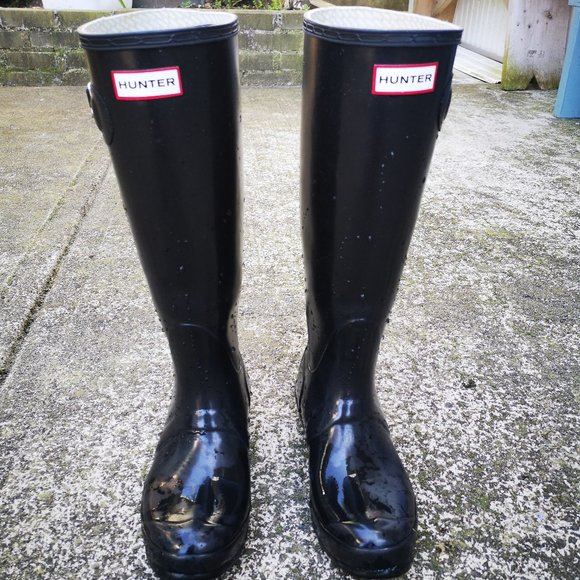 Hunter Rain Boots - Original Gloss Tall (Black) - Picture 1 of 6